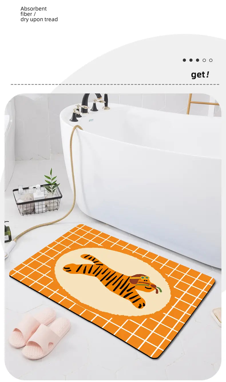 Cartoon Non-Slip Quick Absorbent Bathroom Mat (1pc)