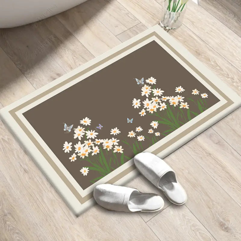 Floral Pattern Non-Slip Entrance Doormat (1pc)