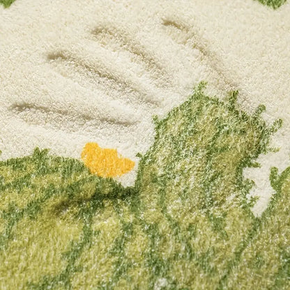 Green Flower Non-Slip Bathroom Floor Mat (1pc)